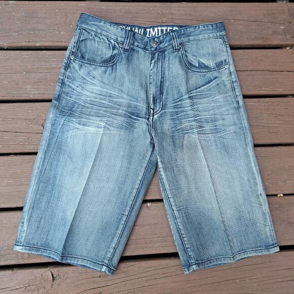 Lot of 2 Ecko Unltd 1972 Shorts Mens Size 32 Beige & Blue Denim Jean - Picture 3 of 16